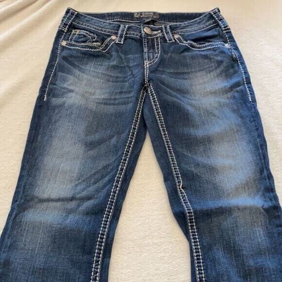 Silver Jeans Womens 28 Blue Aiko Crop Straight Denim Stretch Western - Picture 5 of 9